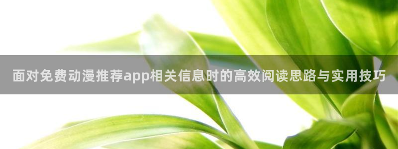 动漫推荐在线观看：面对免费动漫推荐app相关信息时的高效阅读思路与实用技巧