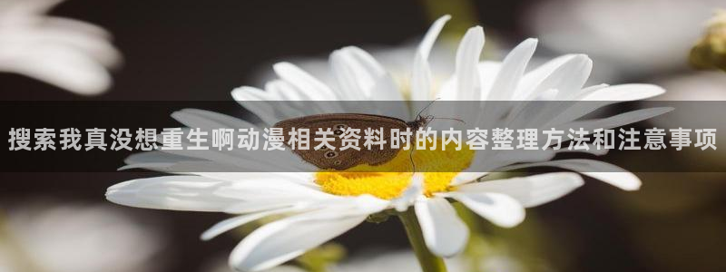 新番动漫推荐:搜索我真没想重生啊动漫相关资料时的内容整理方法和注意事项